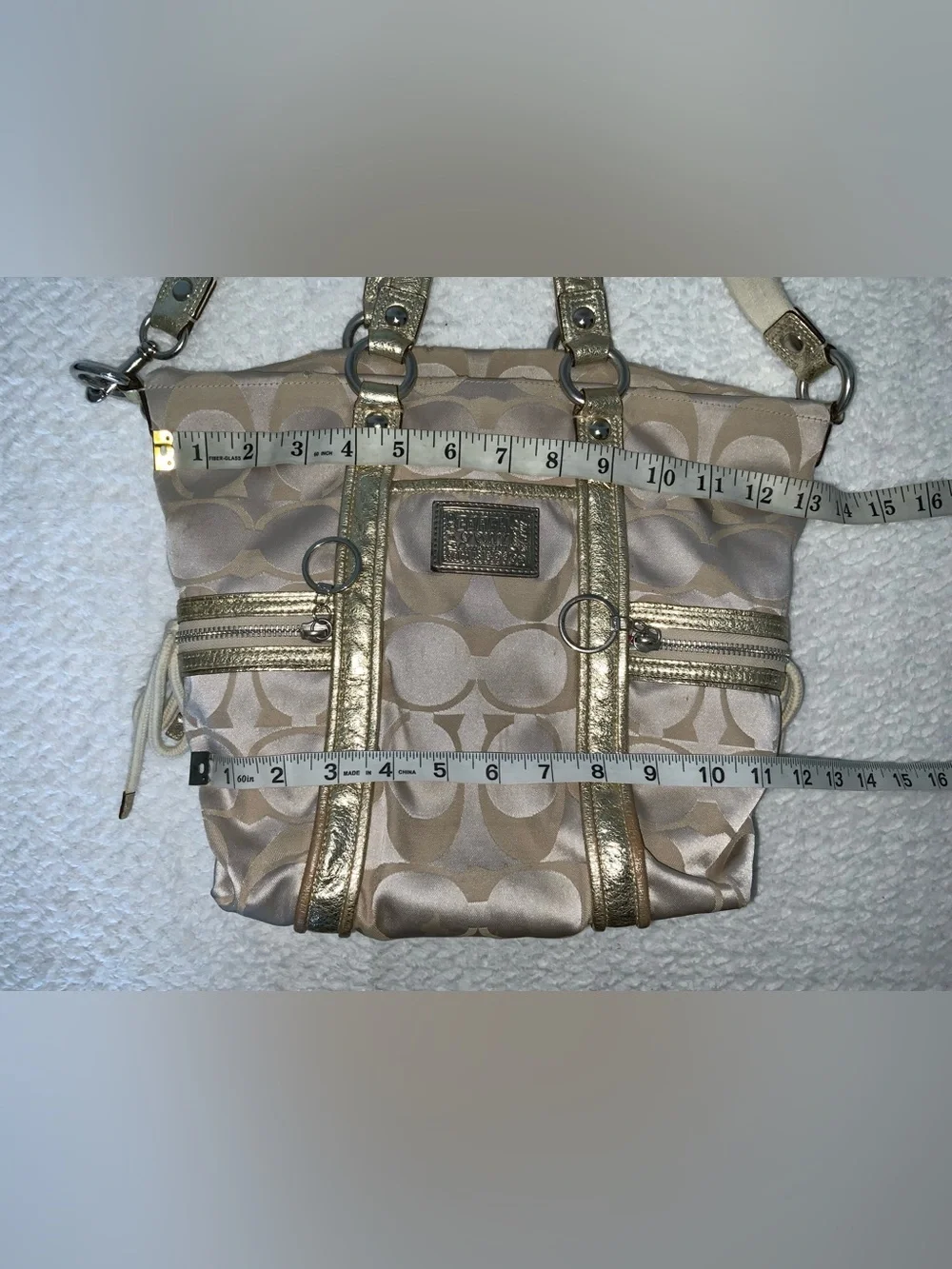 Coach gold poppy sateen shoulder bag